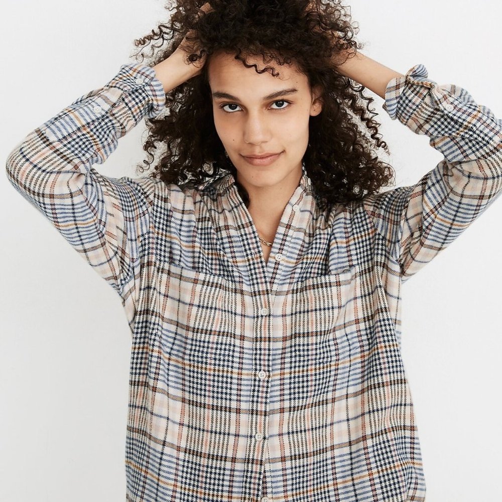 Madewell Flannel Sunday Shirt in Belmont Plaid Size L